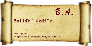 Balló Azár névjegykártya